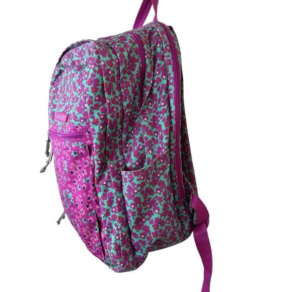 VERA BRADLEY Lighten Up Backpack Ditsy Dot Floral Pink Teal School Travel main image 9